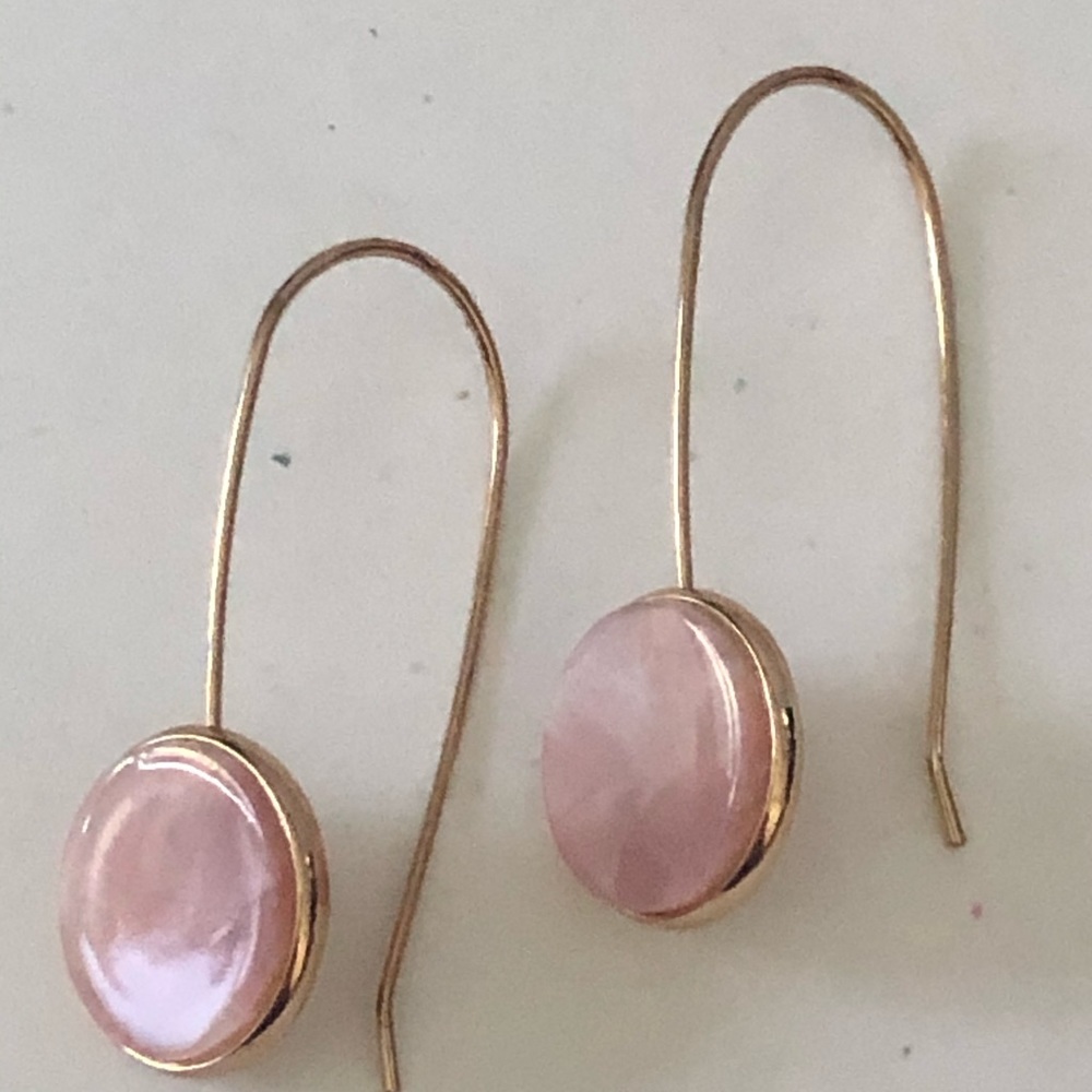 Ice Pink Round Gold-tone Hook Earrings